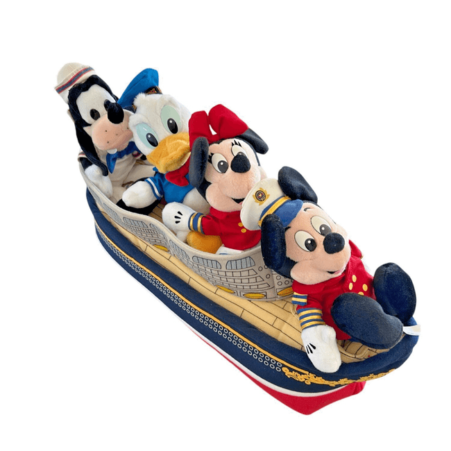 Disney Cruise Line Plush Ship with Mickey & Friends Beanies in Zippered Bag NEW product image