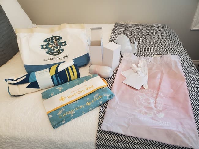 Disney Dcl Castaway Gifts 3 Bag, 2 Tumblers, 2 Pearl Lanyards, Towel All New! product image